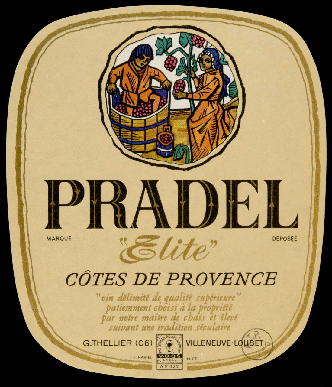 estampe PRADEL  "Elite"  CÔTES DE PROVENCE 1971.14.100 Photo
