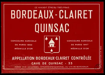 estampe BORDEAUX - CLAIRET  QUINSAC 1971.14.115 Photo