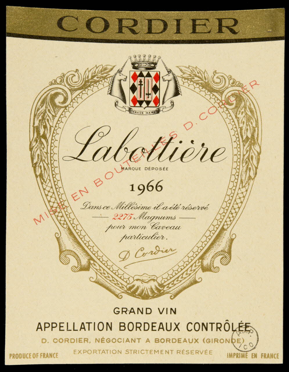 estampe CORDIER  Labottière  1966 1971.14.120 Photo