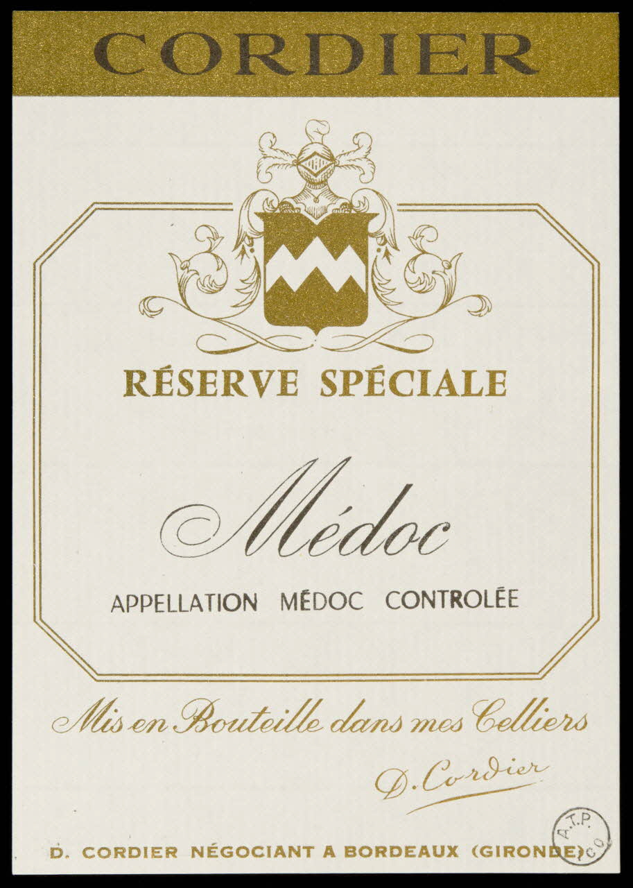 estampe CORDIER  RESERVE SPECIALE  Médoc 1971.14.125 Photo
