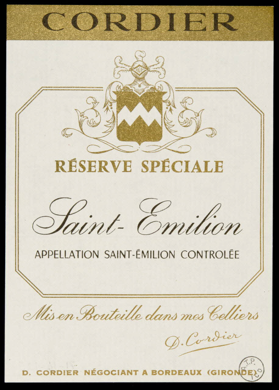estampe CORDIER  RESERVE SPECIALE  Saint-Emilion 1971.14.126 Photo