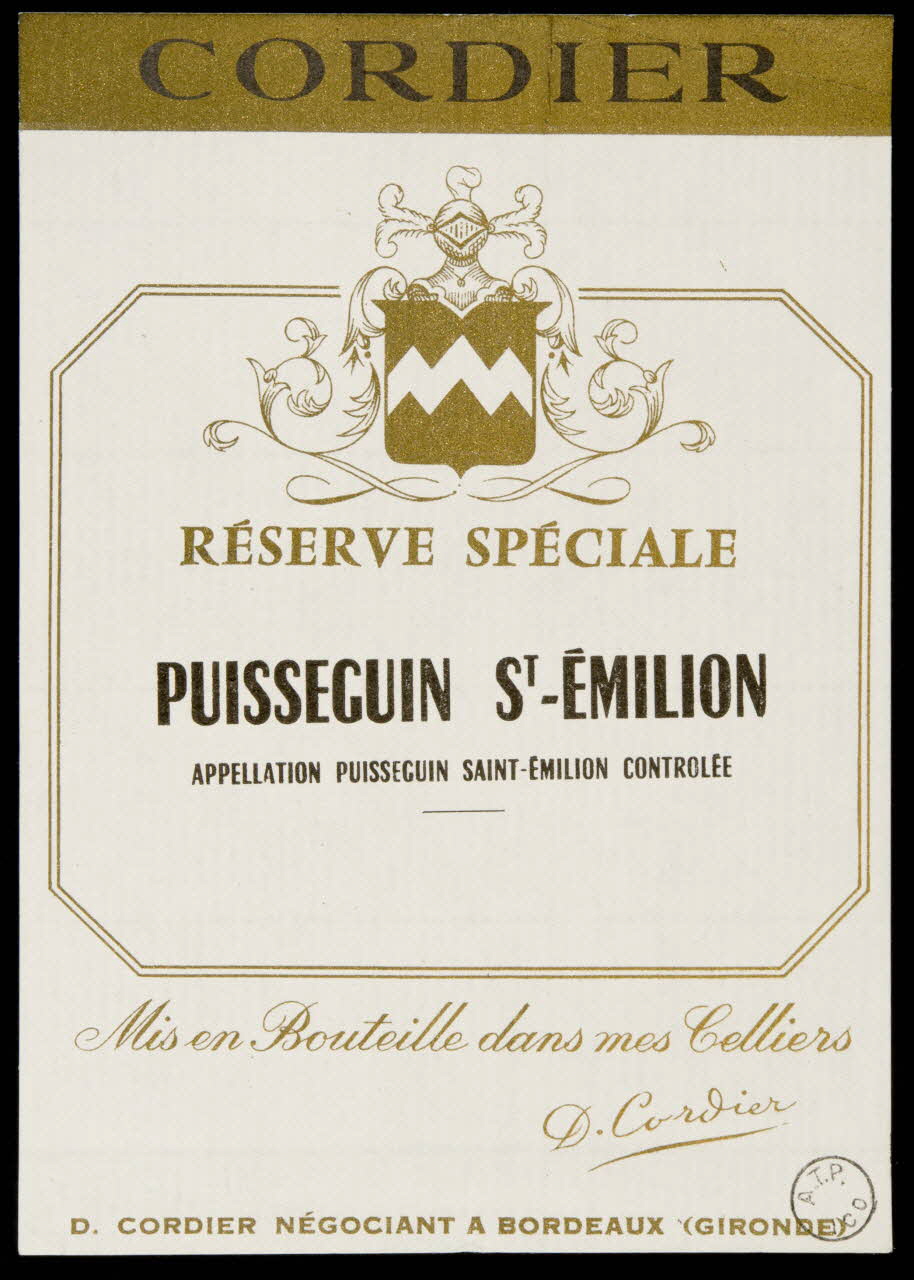 estampe CORDIER  RESERVE SPECIALE  PUISSEGUIN ST-EMILION 1971.14.127 Photo