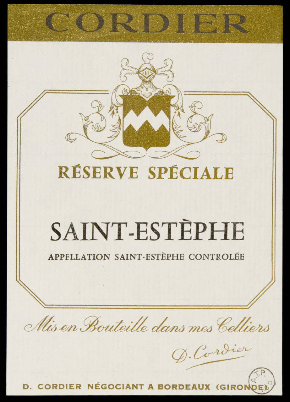 estampe CORDIER  RESERVE SPECIALE  SAINT-ESTEPHE 1971.14.129 Photo