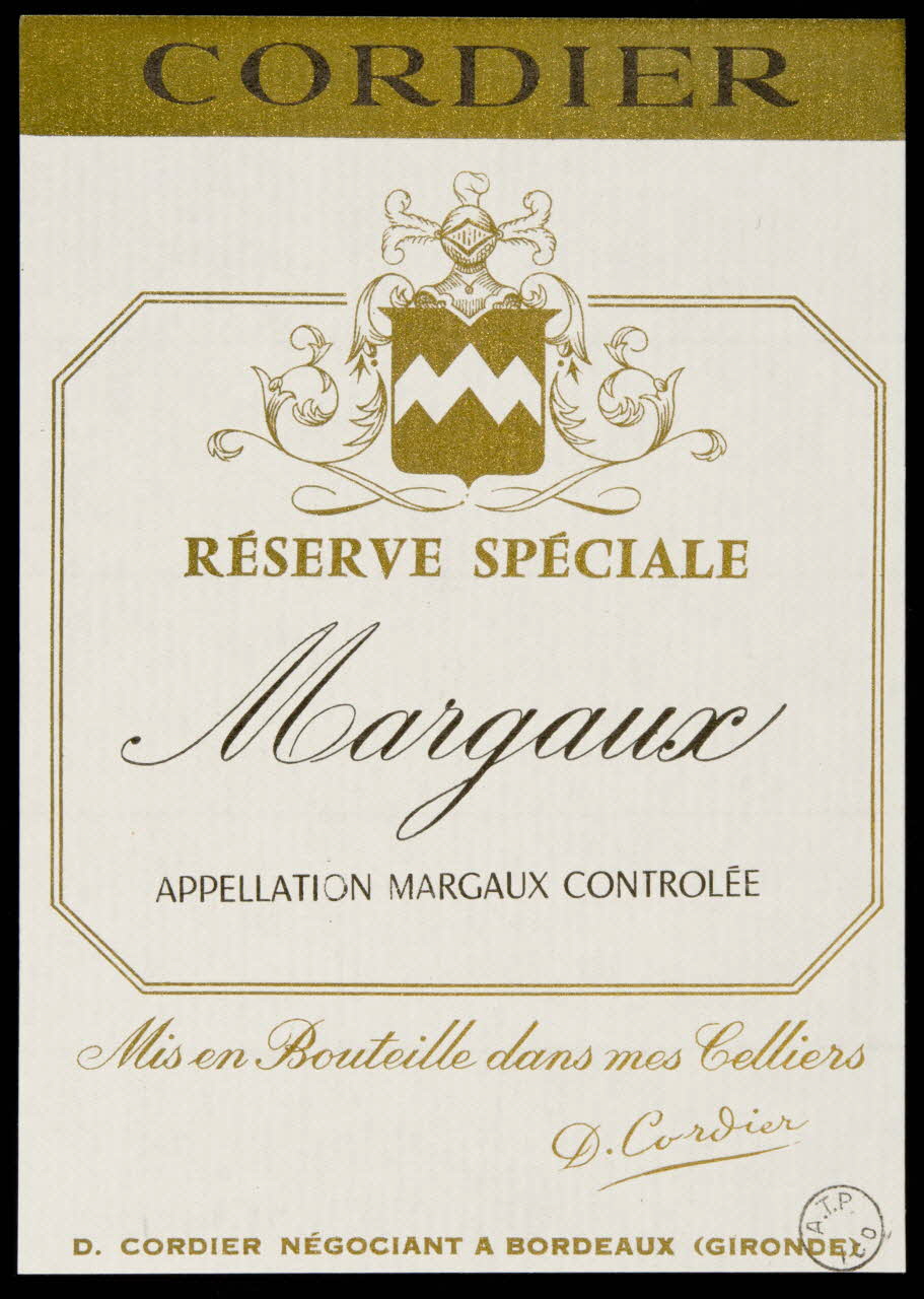 estampe CORDIER  RESERVE SPECIALE  Margaux 1971.14.130 Photo