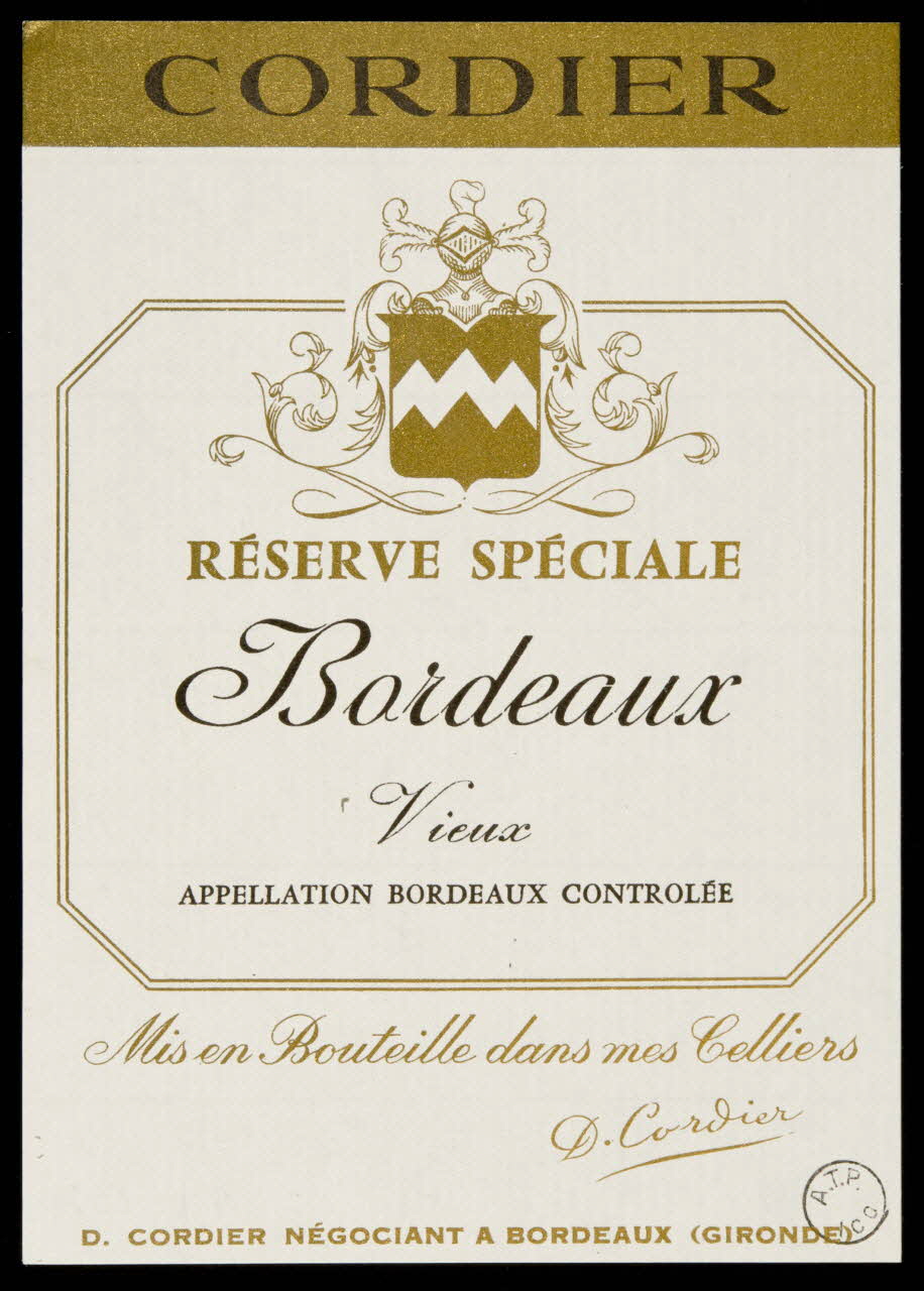 estampe CORDIER  RESERVE SPECIALE  Bordeaux  Vieux 1971.14.131 Photo