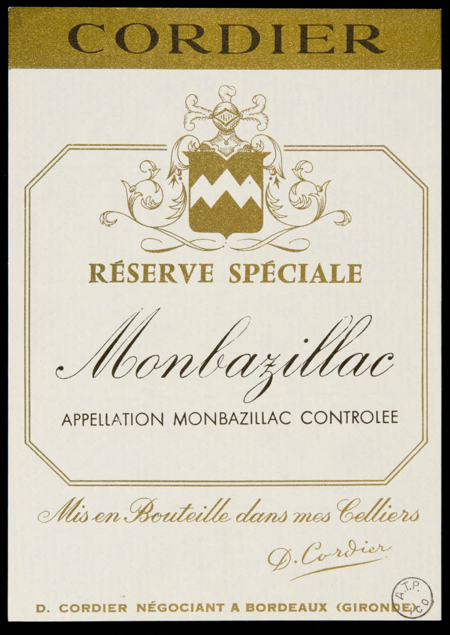 estampe CORDIER  RESERVE SPECIALE  Monbazillac 1971.14.132 Photo