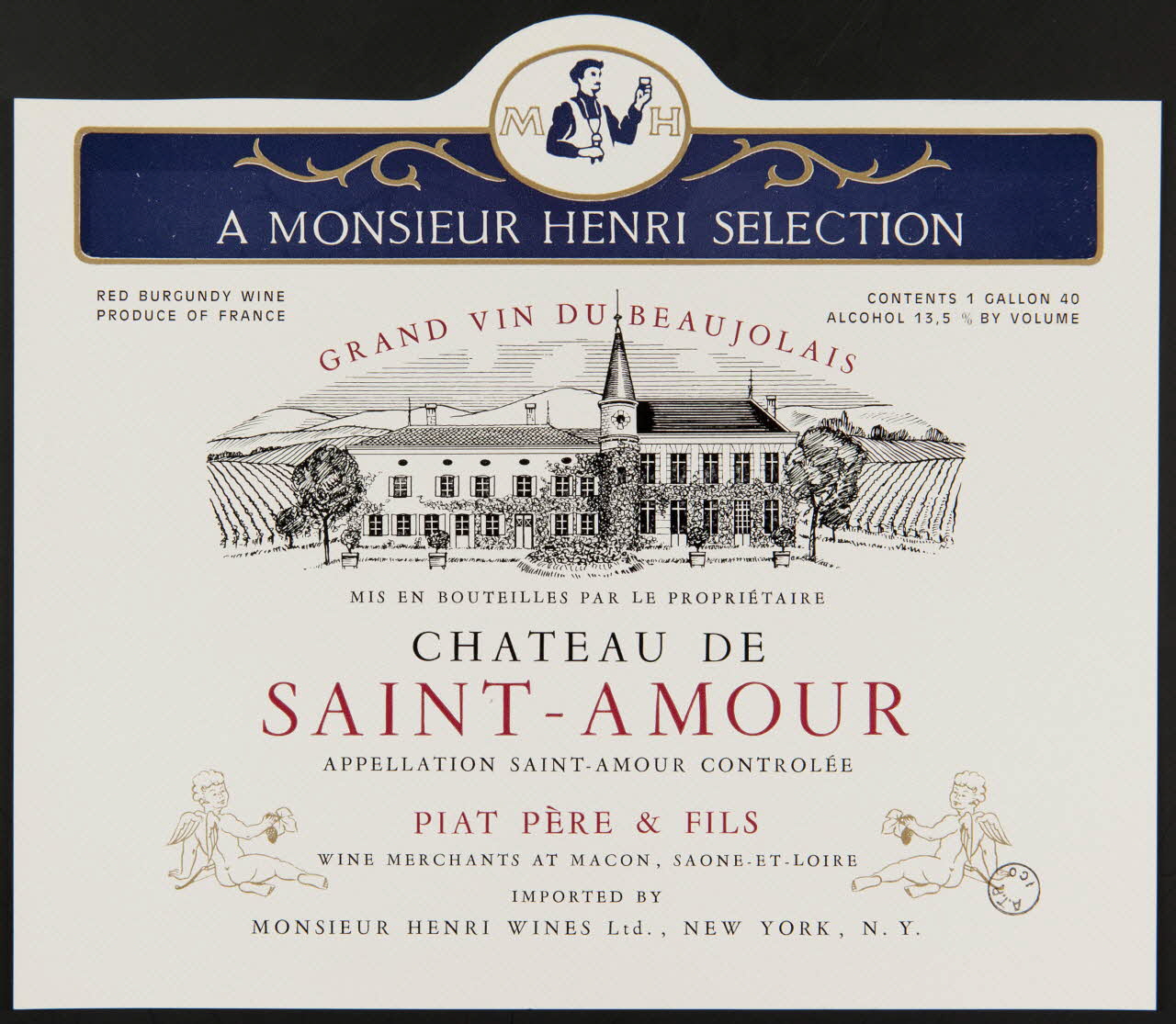 estampe A MONSIEUR HENRI SELECTION  CHATEAU DE  SAINT-AMOUR 1971.14.255 Photo