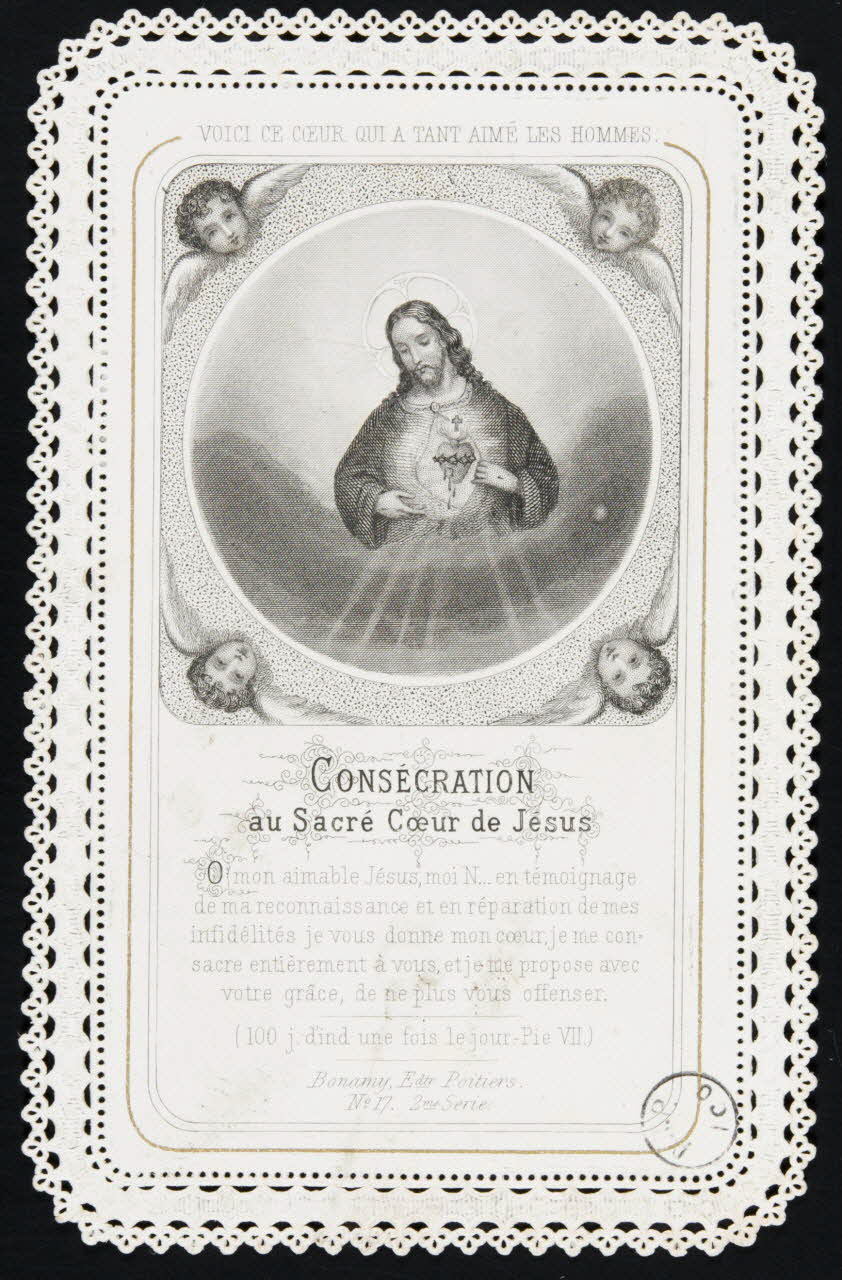 estampe VOICI CE COEUR QUI A TANT AIME LES HOMMES.  CONSECRATION  au Sacré Coeur de Jésus 1971.24.34 Photo