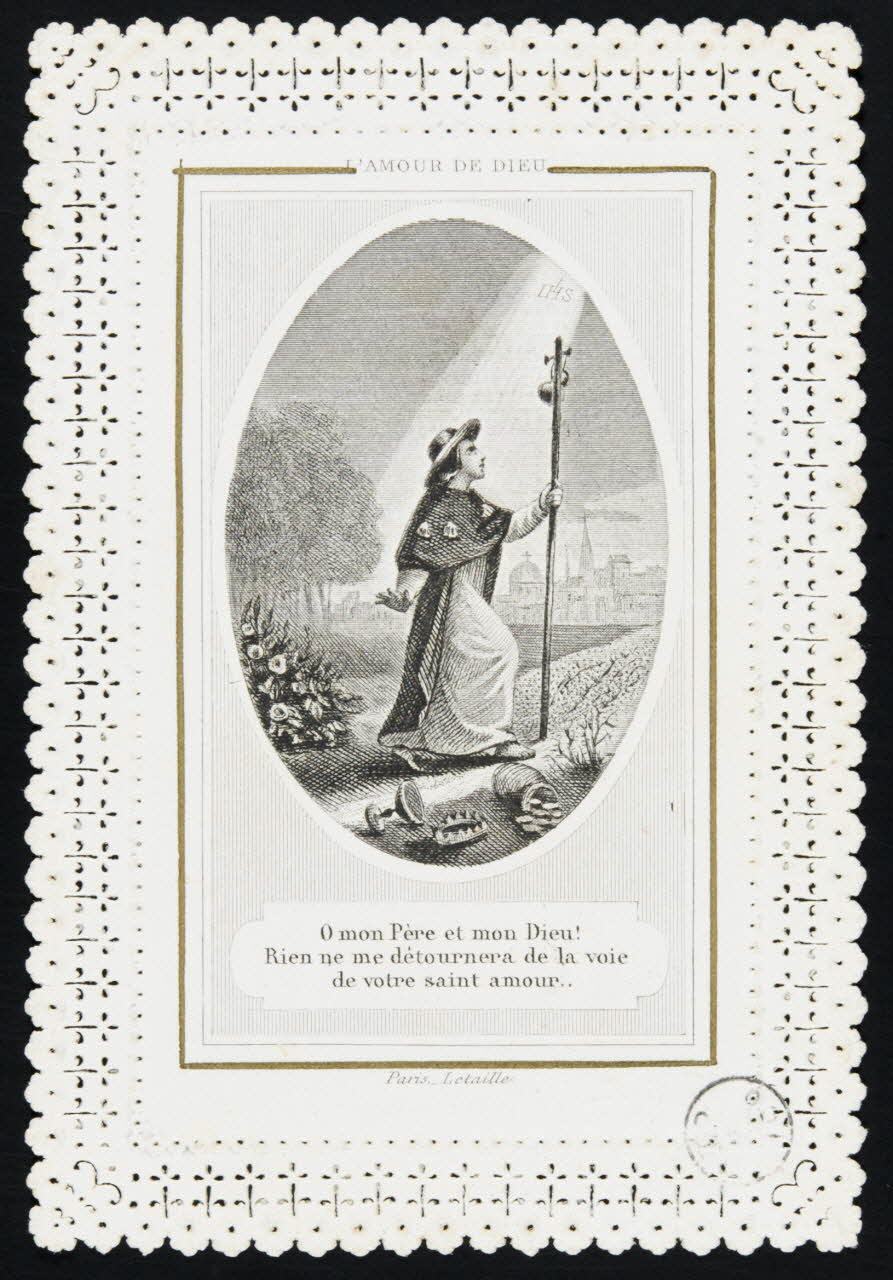 estampe L'AMOUR DE DIEU  O mon Père et mon Dieu !  Rien ne me détournera de la voie  de votre saint amour. 1971.24.41 Photo