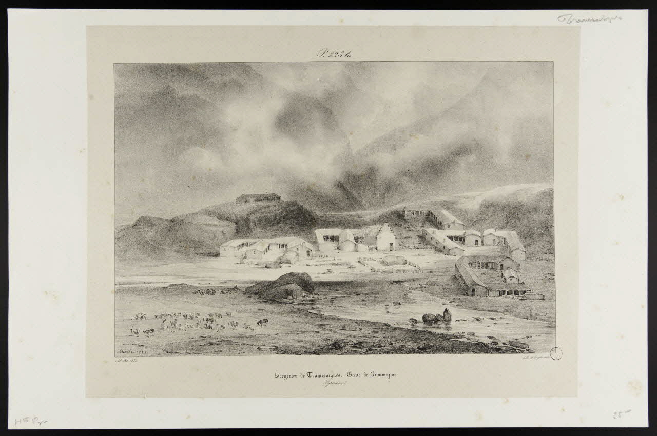 estampe Bergerie de Tramesaigues. Gave de Rioumajou.  Pyrenées. 1971.29.10 Photo