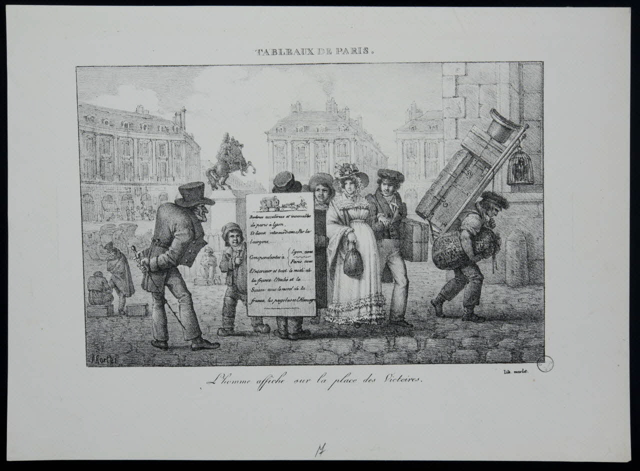 estampe TABLEAUX DE PARIS.  L'homme affiche sur la place des Victoires. 1971.29.25 Photo