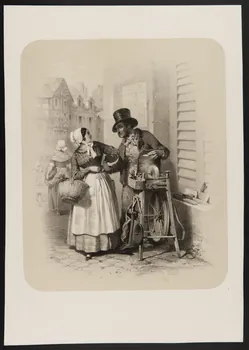 estampe Rémouleur et jeune femme dans une rue 1971.29.26 Photo