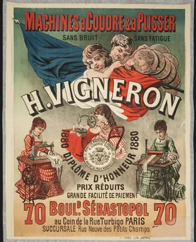 Dietrich affiche MACHINES A COUDRE ET A PLISSER  SANS BRUIT SANS FATIGUE  H. VIGNERON 1877-1887 1971.29.37 Photo