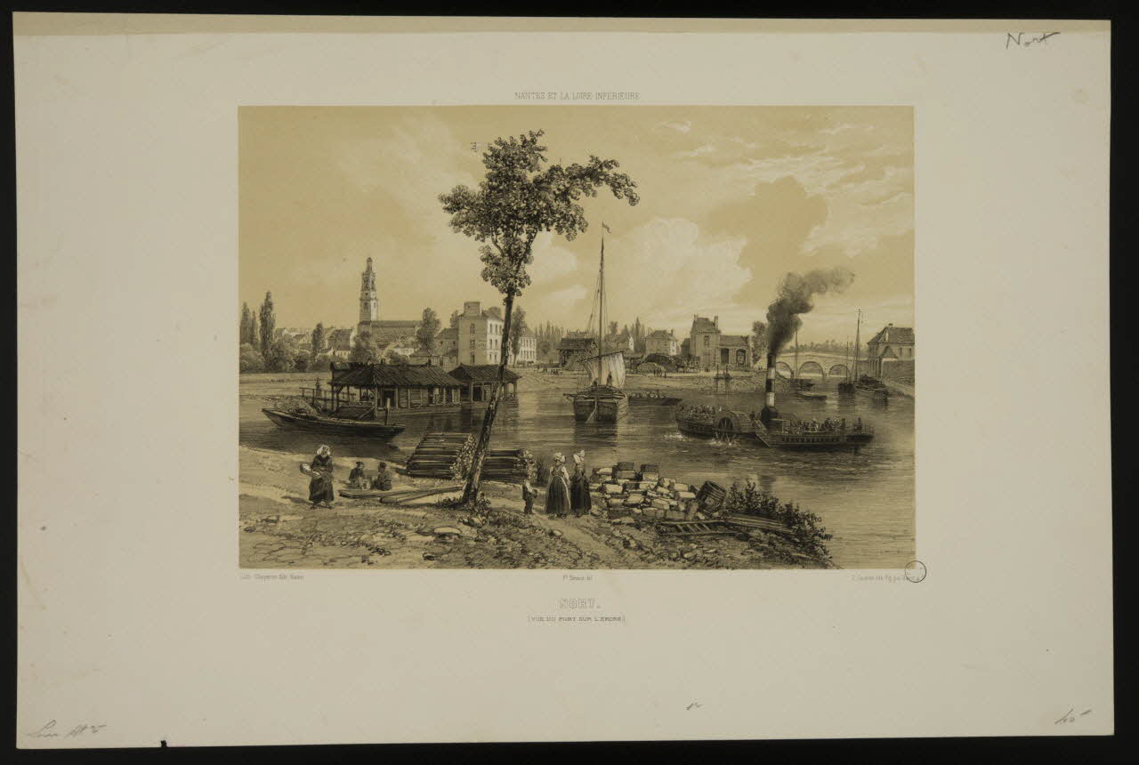 estampe NANTES ET LA LOIRE-INFERIEURE  NORT.  (VUE DU PORT SUR L'ERDRE.) 1971.29.6 Photo Mucem