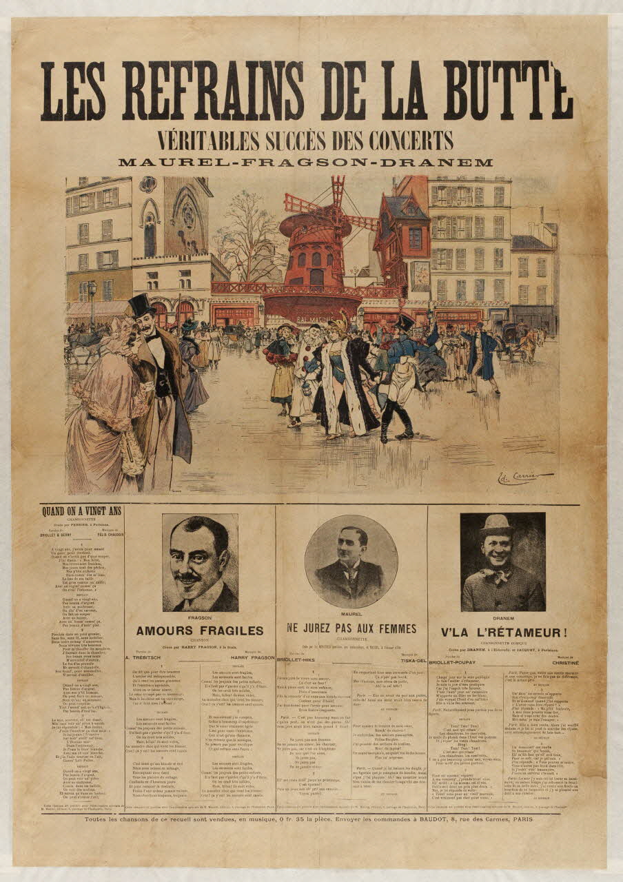 estampe LES REFRAINS DE LA BUTTE  VERITABLE SUCCES DES CONCERTS 1971.33.12 Photo