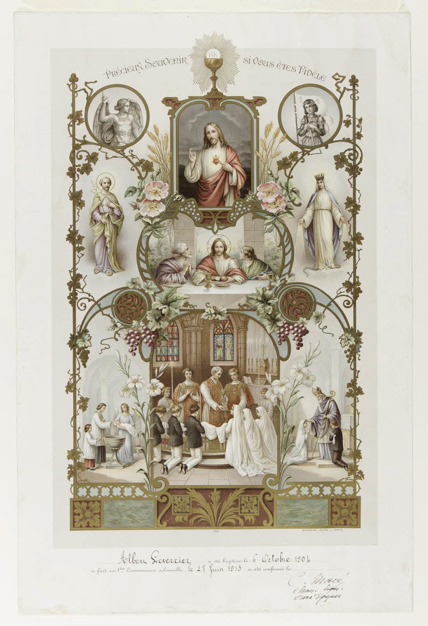 image pieuse Souvenir de baptême et de communion 1971.35.1 Photo