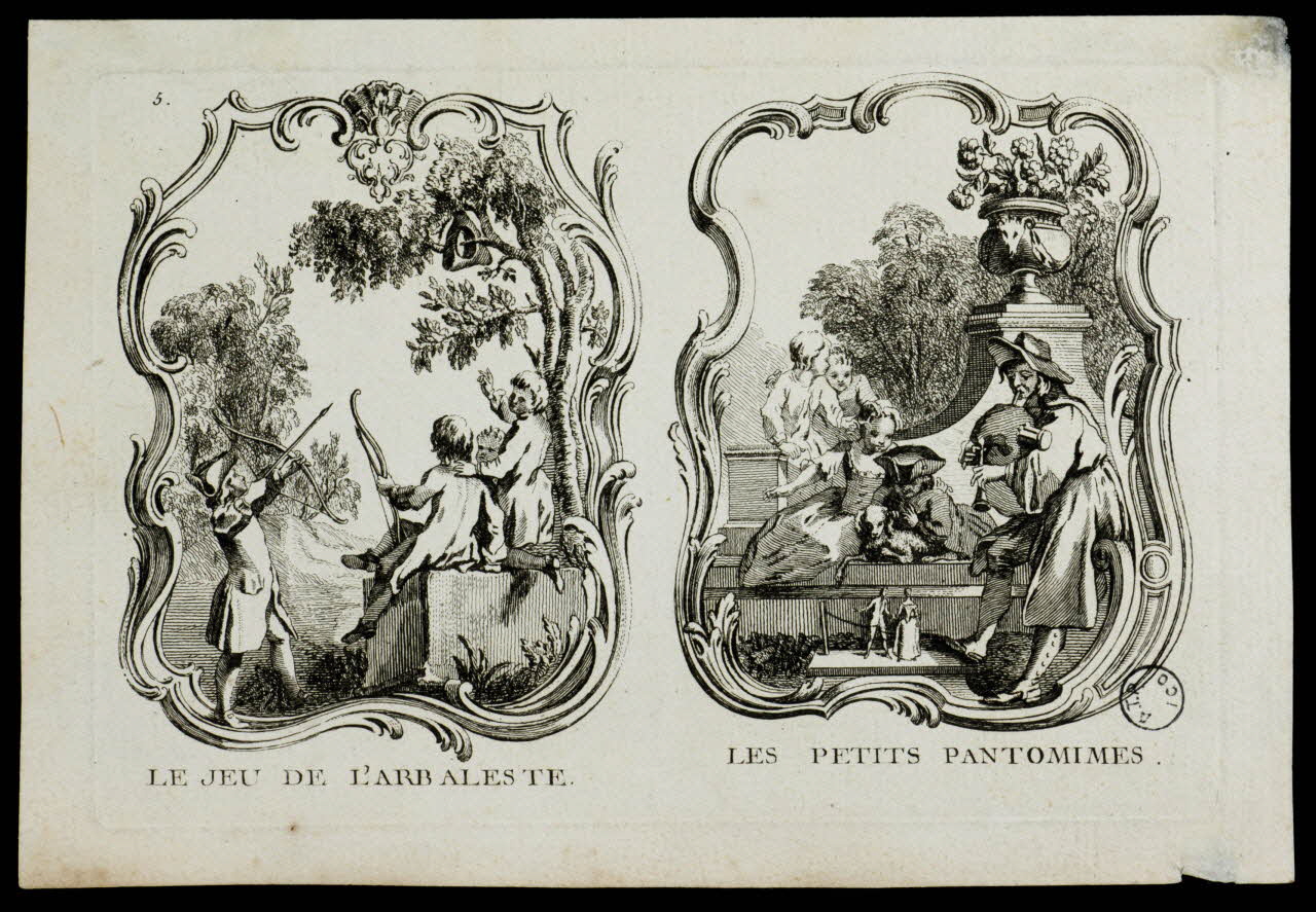 estampe LE JEU DE L'ARBALESTE.  LES PETITS PANTOMIMES. 1971.54.8 Photo