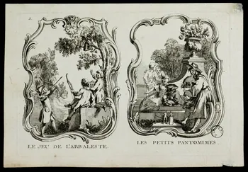 estampe LE JEU DE L'ARBALESTE.  LES PETITS PANTOMIMES. 1971.54.8 Photo