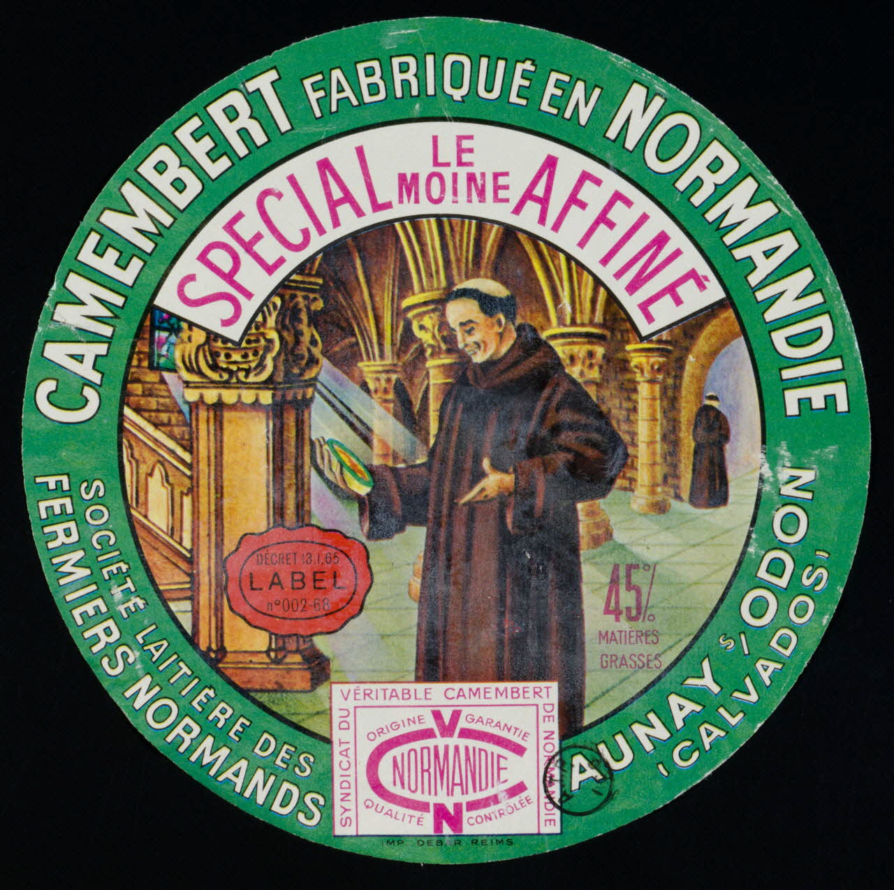 estampe CAMEMBERT FABRIQUE EN NORMANDIE  SPECIAL LE MOINE AFFINE 1971.6.5 Photo