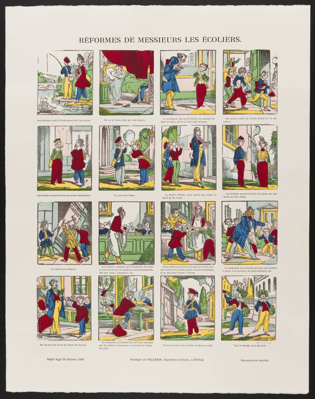 estampe REFORMES DE MESSIEURS LES ECOLIERS. 1971.62.15.3 Photo