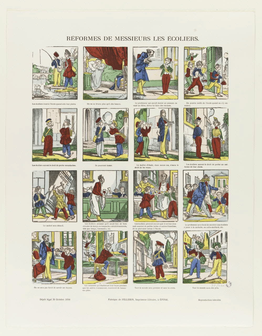 estampe REFORMES DE MESSIEURS LES ECOLIERS. 1971.62.15 Photo