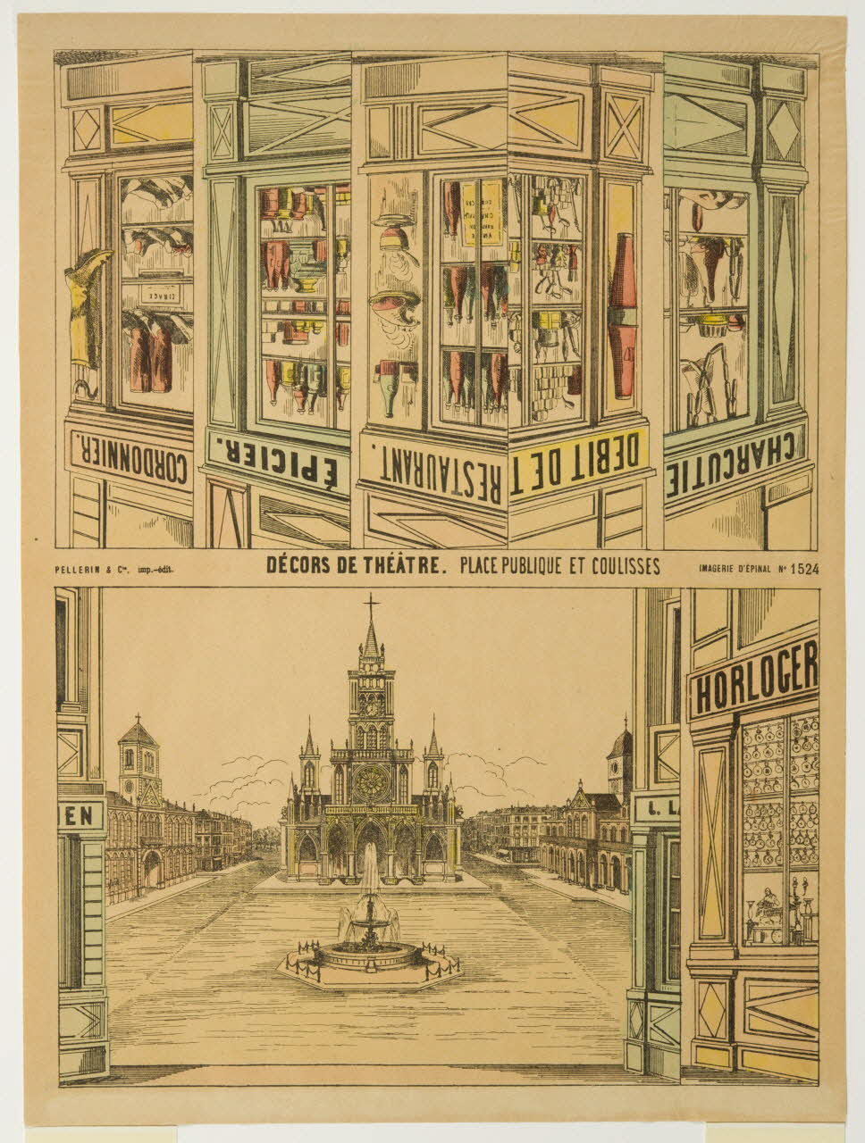 estampe DECORS DE THEATRE. PLACE PUBLIQUE ET COULISSES 1971.62.39 Photo