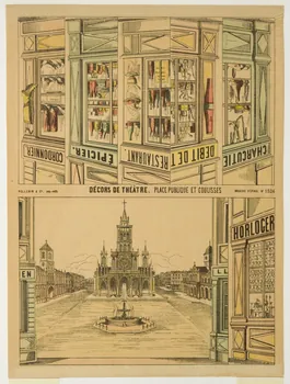 estampe DECORS DE THEATRE. PLACE PUBLIQUE ET COULISSES 1971.62.39 Photo