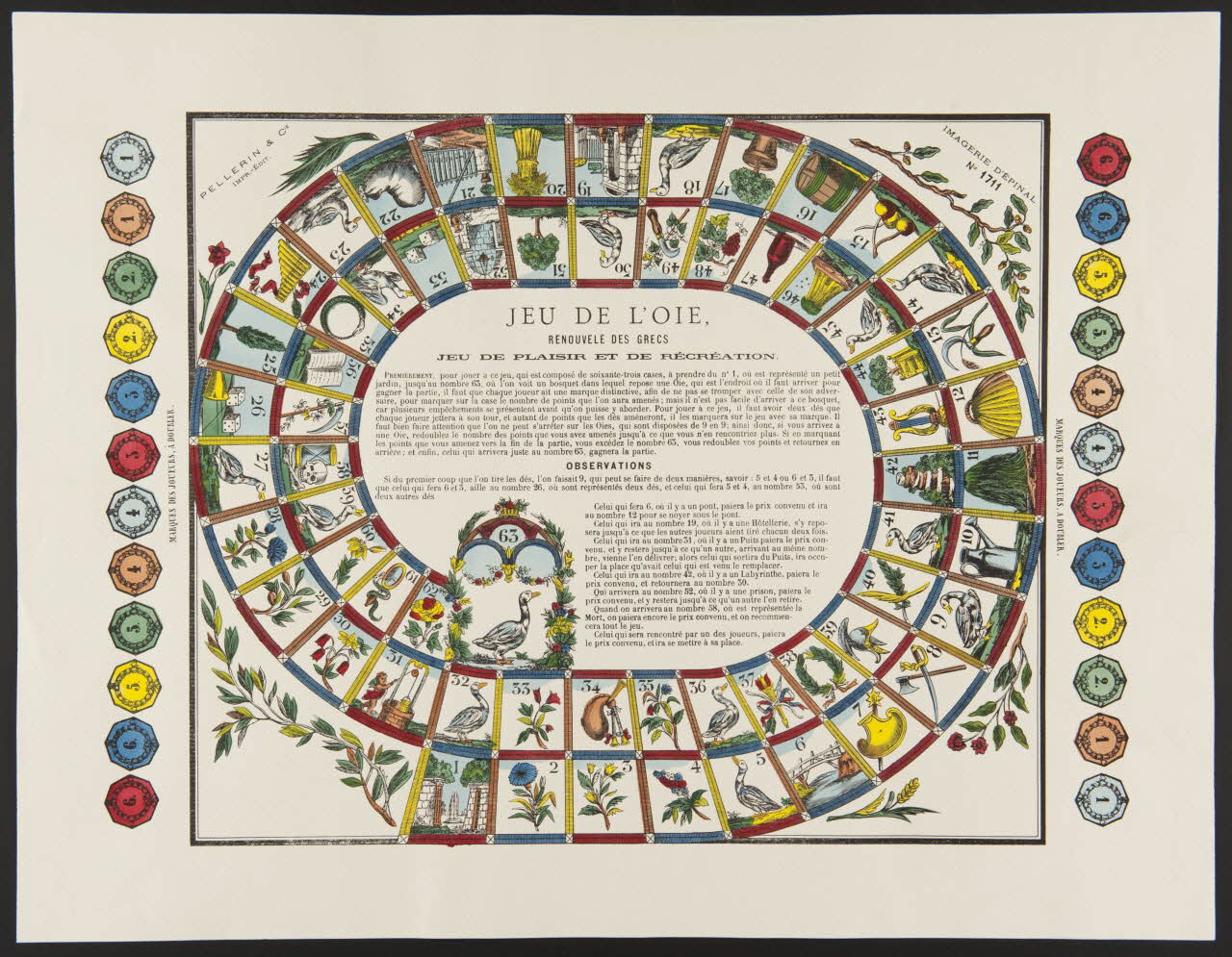 estampe JEU DE L'OIE,  RENOUVELE DES GRECS  JEU DE PLAISIR ET DE RECREATION. 1971.62.41.3 Photo