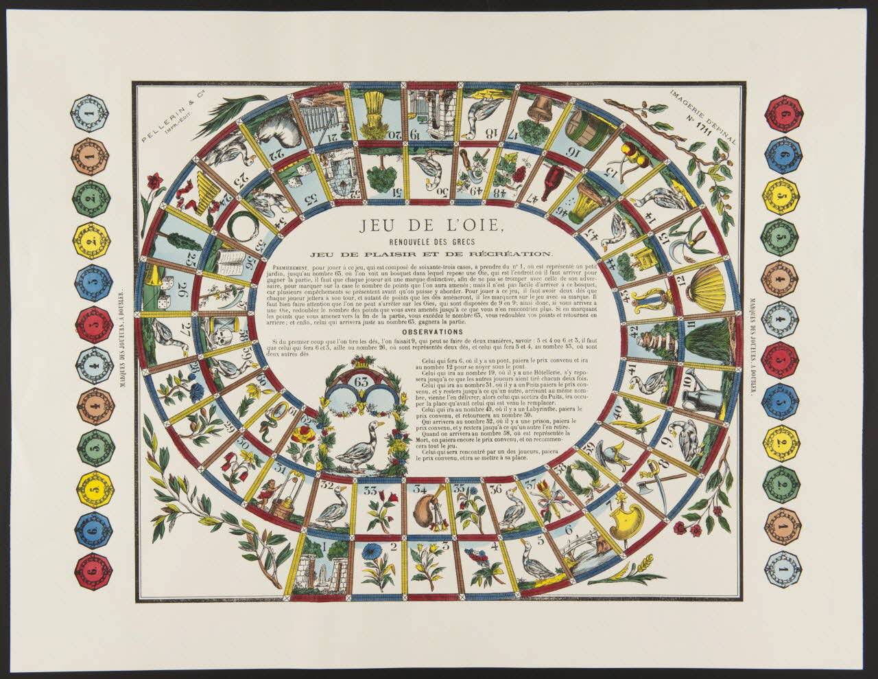estampe JEU DE L'OIE,  RENOUVELE DES GRECS  JEU DE PLAISIR ET DE RECREATION. 1971.62.41.4 Photo
