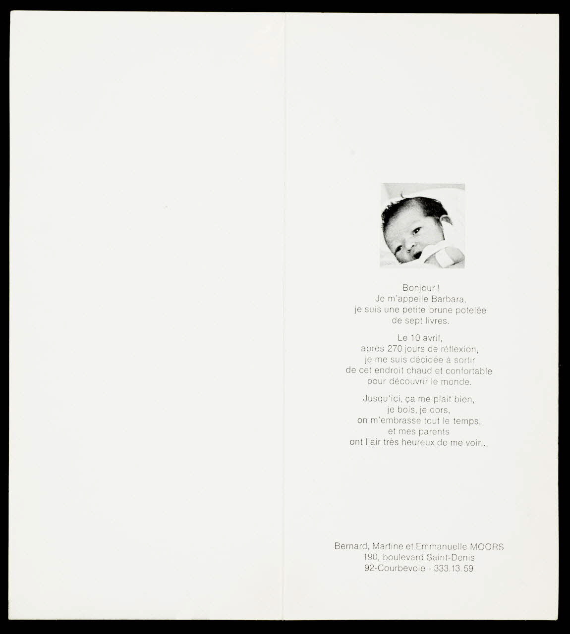 estampe Faire-part de naissance 1971.88.5 Photo
