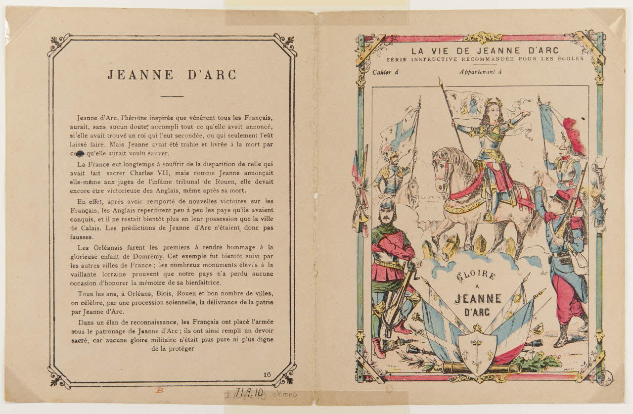 estampe LA VIE DE JEANNE D'ARC  GLOIRE  A  JEANNE  D'ARC 1971.9.10 Photo