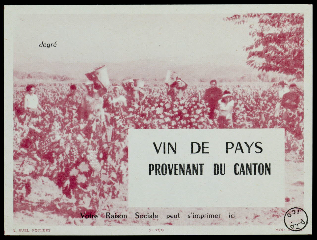 estampe VIN DE PAYS  PROVENANT DU CANTON 1971.9.105 Photo