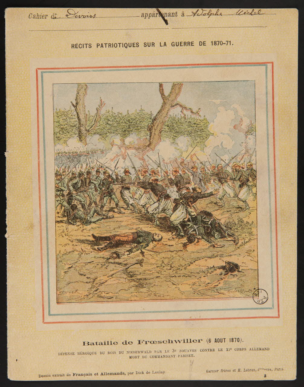 estampe RECITS PATRIOTIQUES SUR LA GUERRE DE 1870-71.  Bataille de Froeschwiller (6 AOUT 1870). 1971.9.12 Photo