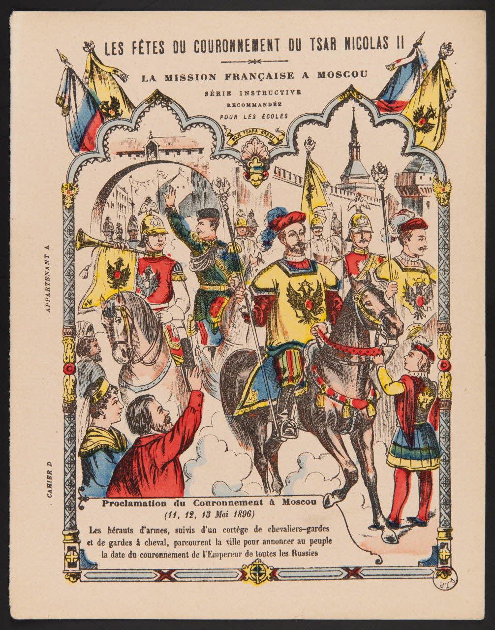 estampe LES FÊTES DU COURONNEMENT DU TSAR NICOLAS II  Proclamation du Couronnement à Moscou  (11, 12, 13 Mai 1896) 1971.9.39 Photo