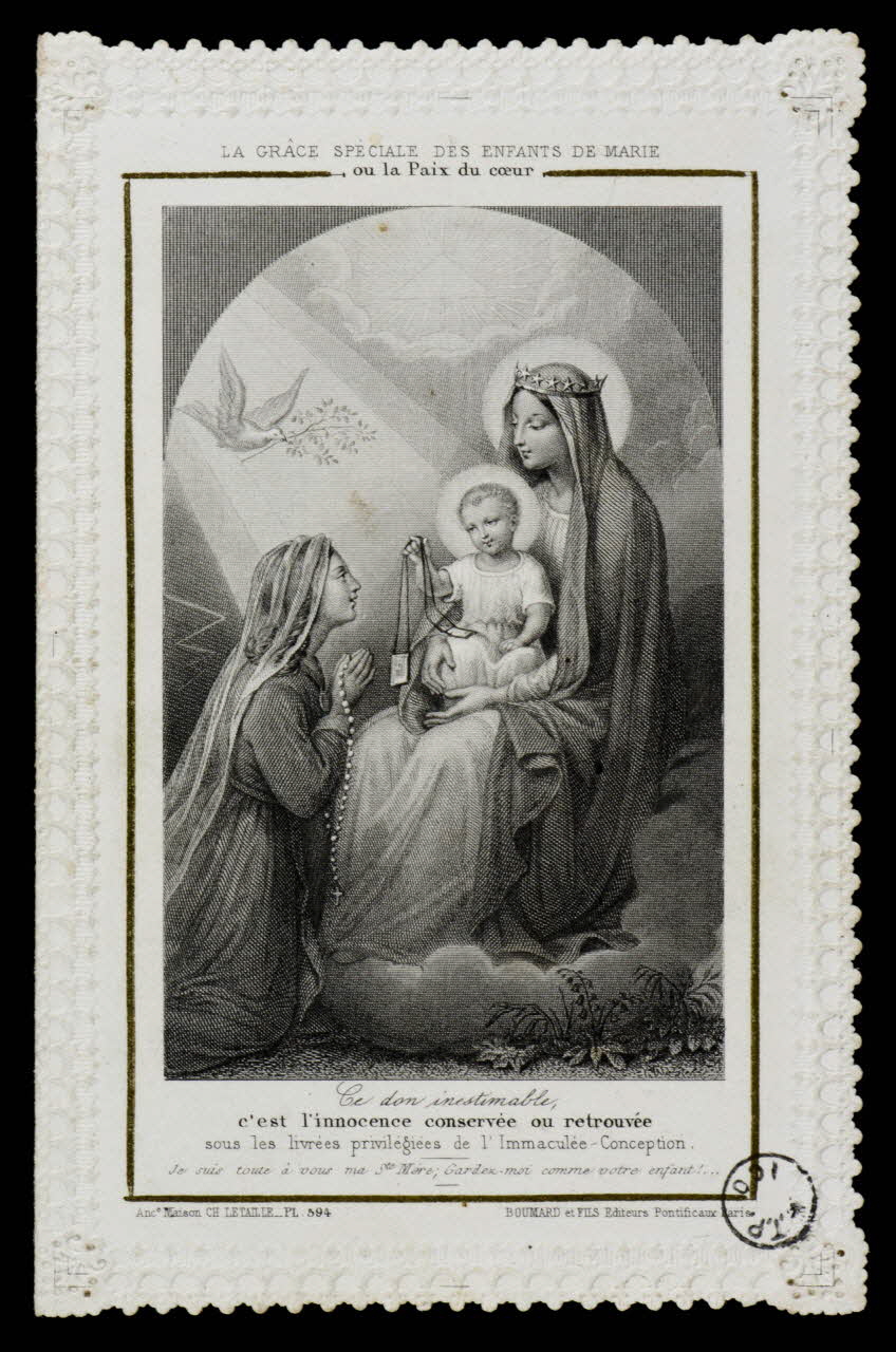estampe LA GRÂCE SPECIALE DES ENFANTS DE MARIE  ou la Paix du coeur 1971.92.8 Photo