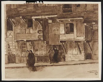 Dagmez A. dessin Vue d'une rue d'Honfleur 1947 1970.10.10 Photo