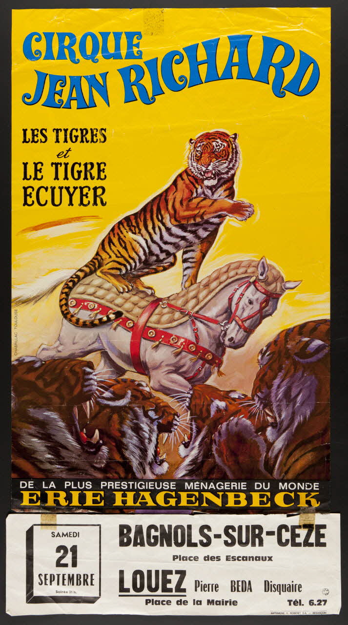 estampe CIRQUE  JEAN RICHARD  LES TIGRES  et  LE TIGRE  ECUYER 1970.10.16.1/2 Photo