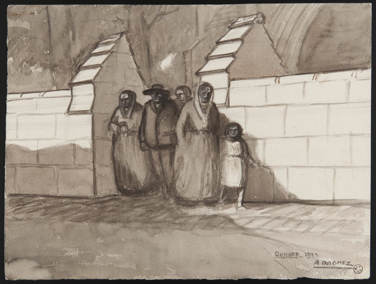 Dagmez A. dessin Sortie de l'église à Roscoff en 1932 1932 1970.10.2 Photo