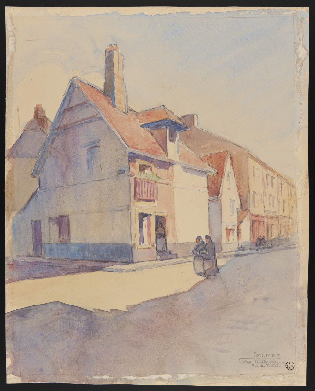 Dagmez A. dessin Vieilles maisons de la rue des Veulets à Dieppe 1925-1935 1970.10.7 Photo