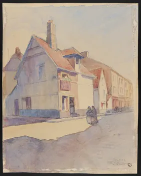 Dagmez A. dessin Vieilles maisons de la rue des Veulets à Dieppe 1925-1935 1970.10.7  Photo