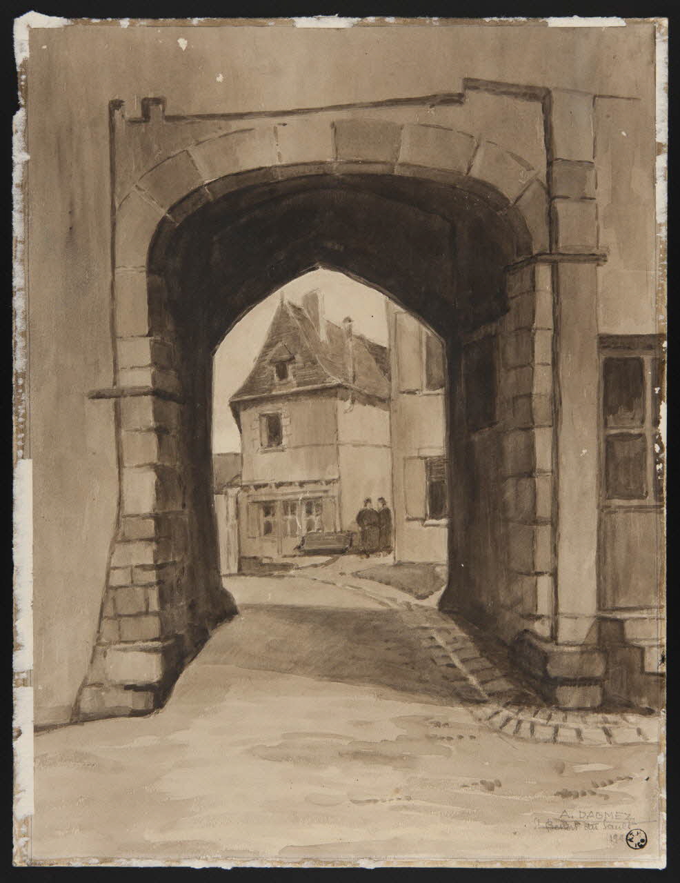 Dagmez A. dessin Porte monumentale à Saint-Benoit-du-Sault 1940 1970.10.8 Photo