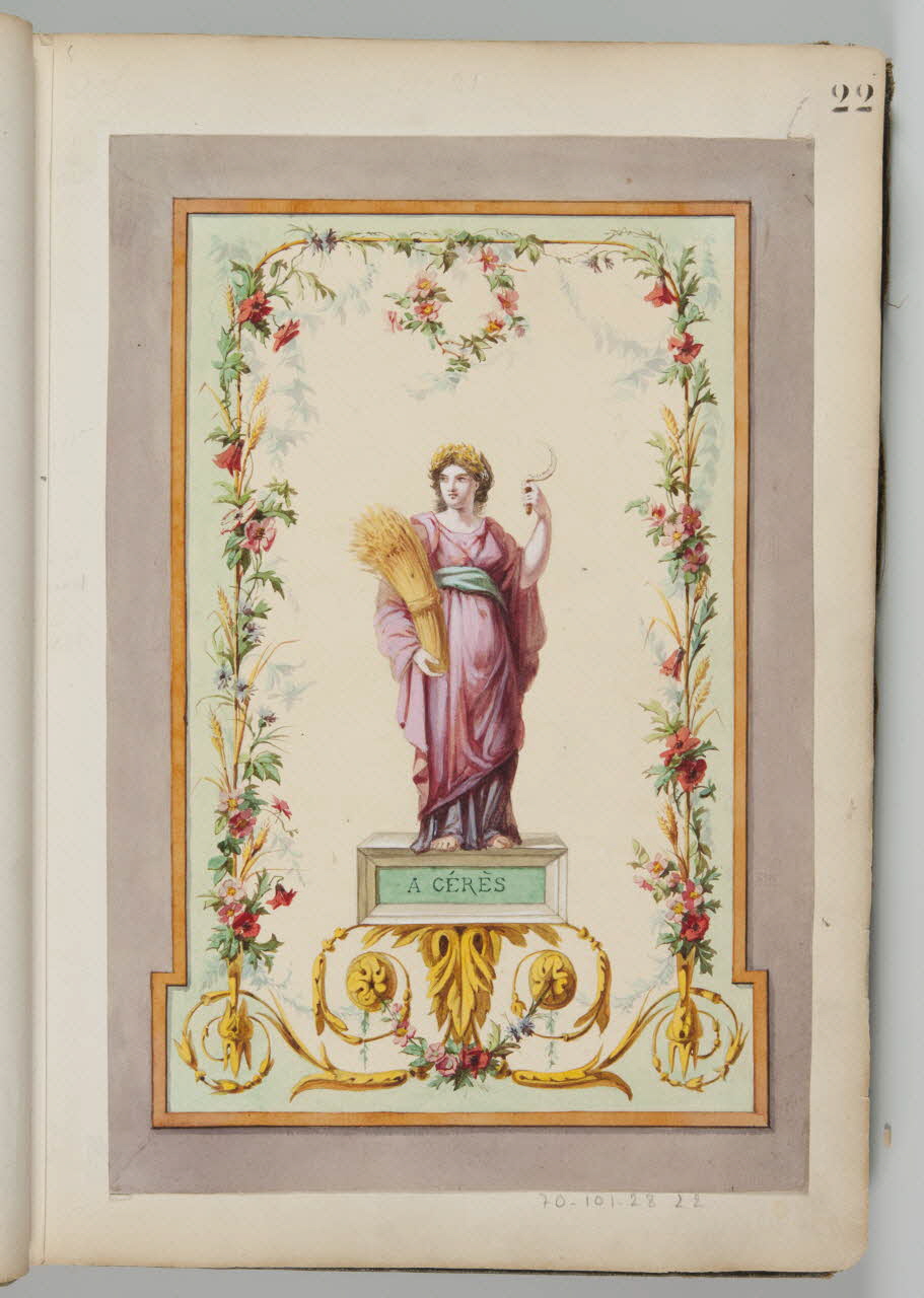 Louis Thivet album Projet de store de boutique : Cérès dans un encadrement de fleurs et de volutes 1886-1914 1970.101.28.22 Photo