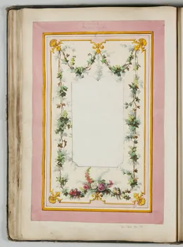 Louis Thivet album Projet de store de boutique : guirlandes de lierre, bouquet de fleur et oiseaux 1886-1914 1970.101.28.28 Photo