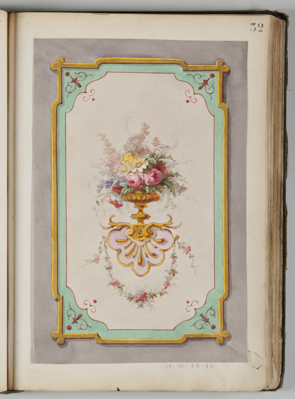Louis Thivet album Projet de store de boutique : vase de fleurs dans un encadrement géométrique 1886-1914 1970.101.28.37 Photo