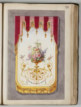 Louis Thivet album Projet de store de boutique : bannière avec vase de fleurs 1886-1914 1970.101.28.41  Photo