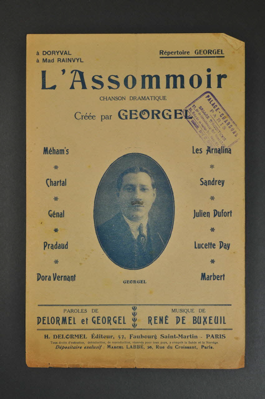 Georgel ; H. Delormel ; René De Buxeuil chanson petit format Île-de-France, France 1917 1966.202.11 Photo Mucem