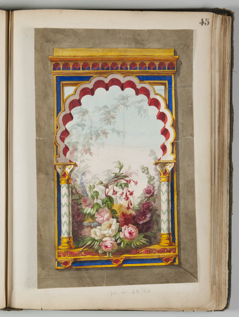 album Projet de store de boutique : fleurs dans un cadre ornemental 1970.101.28.50 Photo