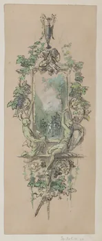 Louis Thivet album Projet de store de boutique : scène de vendange en encadrement 1886-1914 1970.101.28.60 Photo