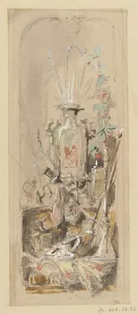 Louis Thivet album Projet de panneau décoratif : pipes, pipes à eau et jeu de cartes 1886-1914 1970.101.29.26  Photo