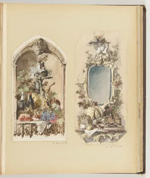 Louis Thivet album Projet de panneau décoratif : fruits, gibier, crustacés, bouteilles de vin et de champagne 1886-1914 1970.101.29.28 Photo